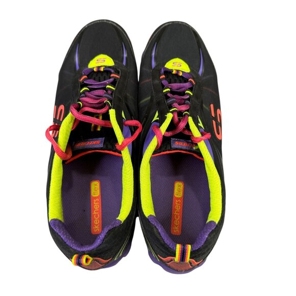 Skechers Flex Shoes Womens 11 Rainbow Neon Colorful Running Athletic 22257 - Picture 7 of 13